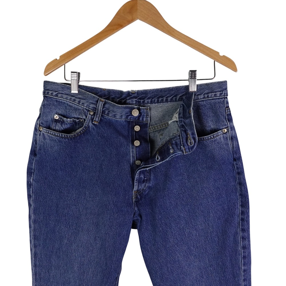 RRL Ralph Lauren Vintage Mens Blue Denim Straight Leg Button Fly Jeans 35x30 USA